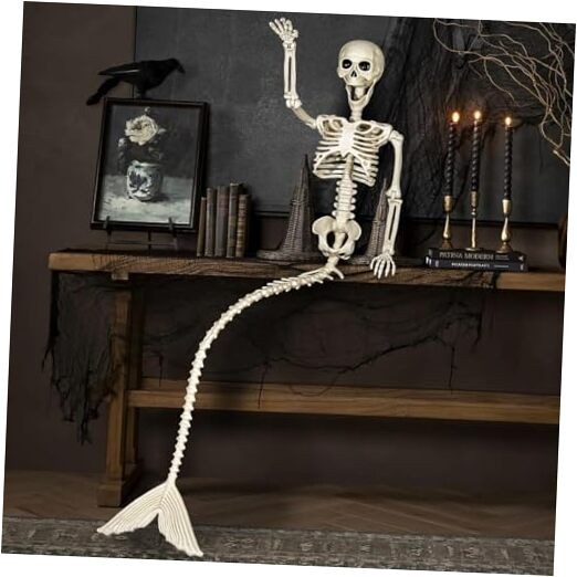 52 Inches Mermaid Halloween Skeleton Pose-N-Stay Posable Movable Jonints 1 Pack
