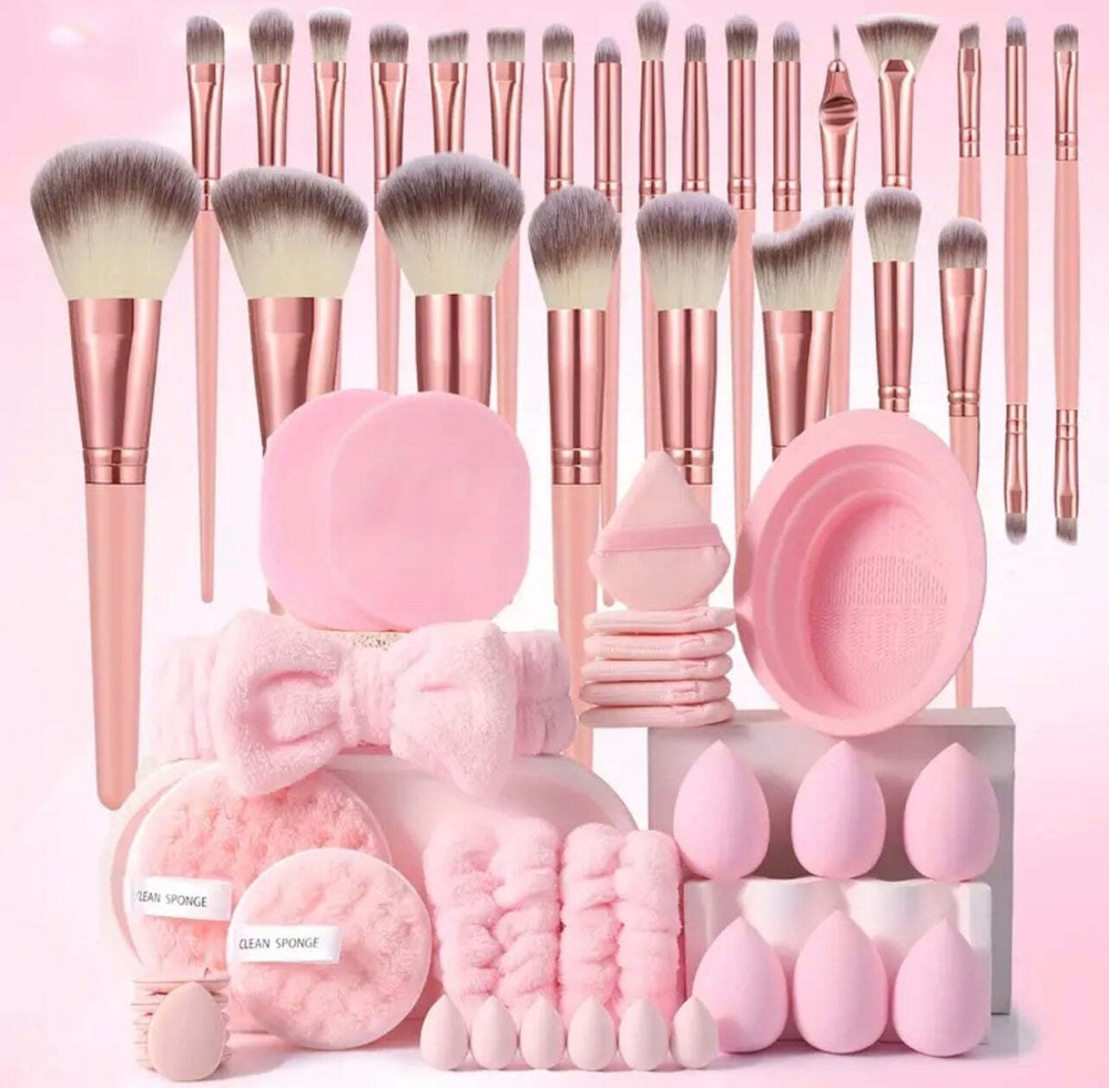 25-Piece Pink Makeup Brush Set with 6 Large & 6 Small Beauty Blender Sponges, 6