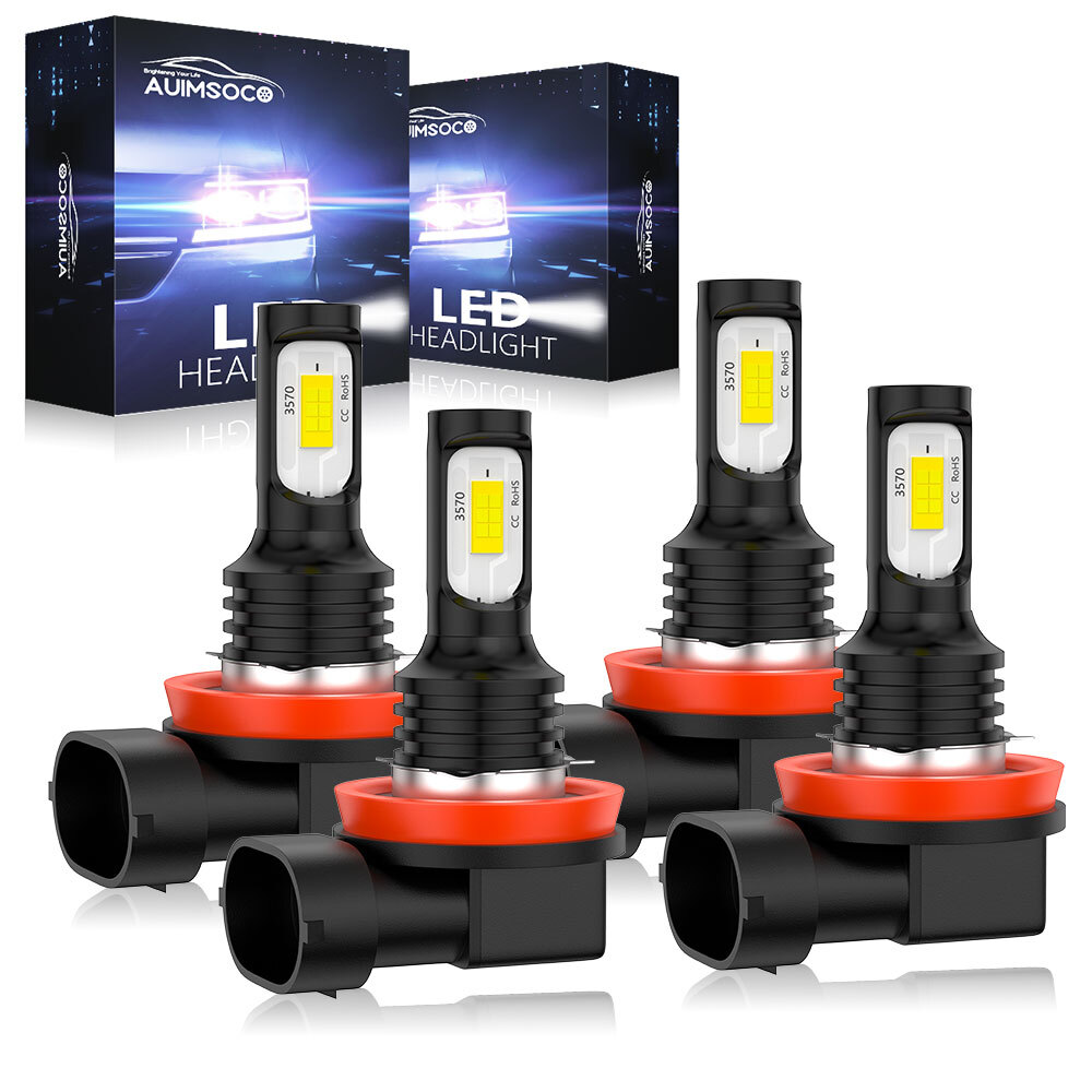 4x H9 H11 LED Headlight Bulbs 10000K White High Low Beam Super Bright Kit