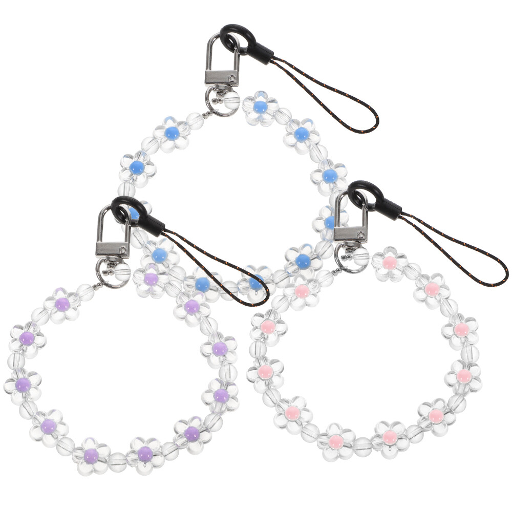 3 Pcs Beaded Phone Charm Anti-lost Chain Slat Accessories Slats