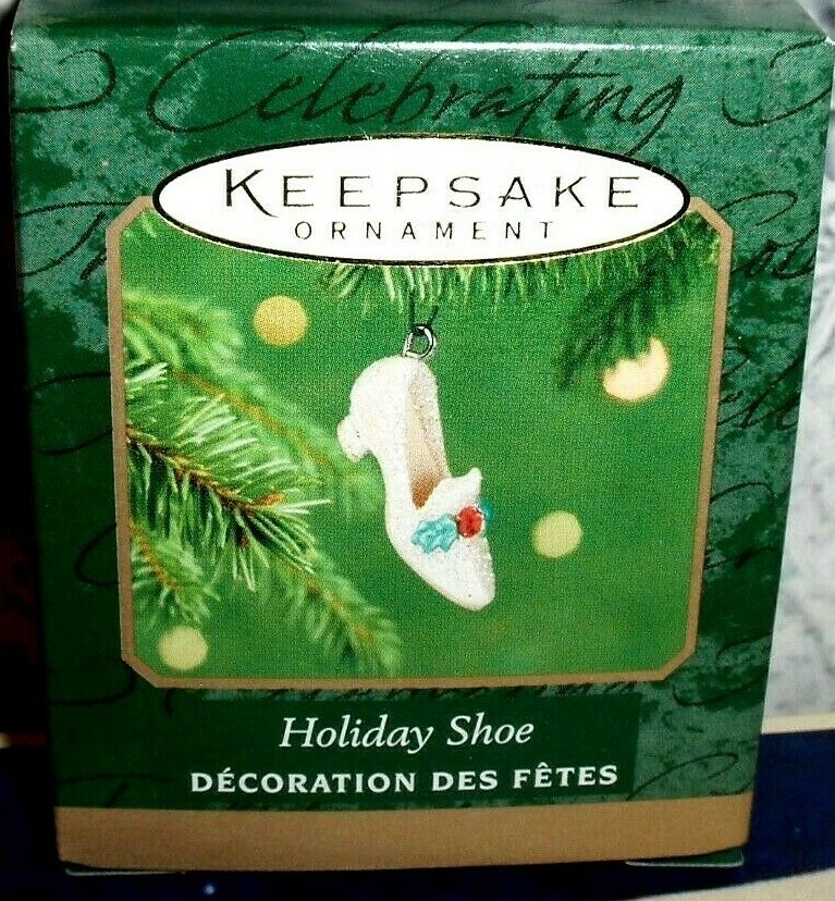 Holiday Shoe`2001`Miniature.With The Feeling Of Christmas`Hallmark Ornament-Sale-image