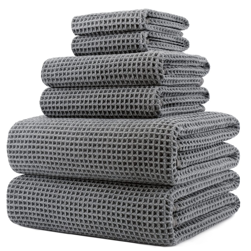 60x30 Quick Dry Lint Free Microfiber Bath Towels Set of 6 Gray