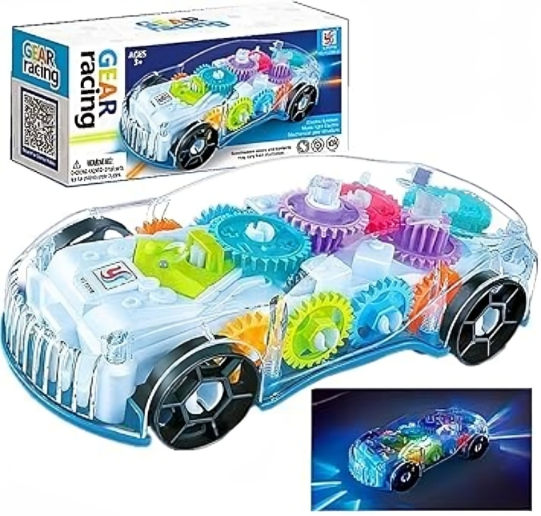 3D Baby Car Toy with 360° Rotating Gears Music Lights Kids Gift