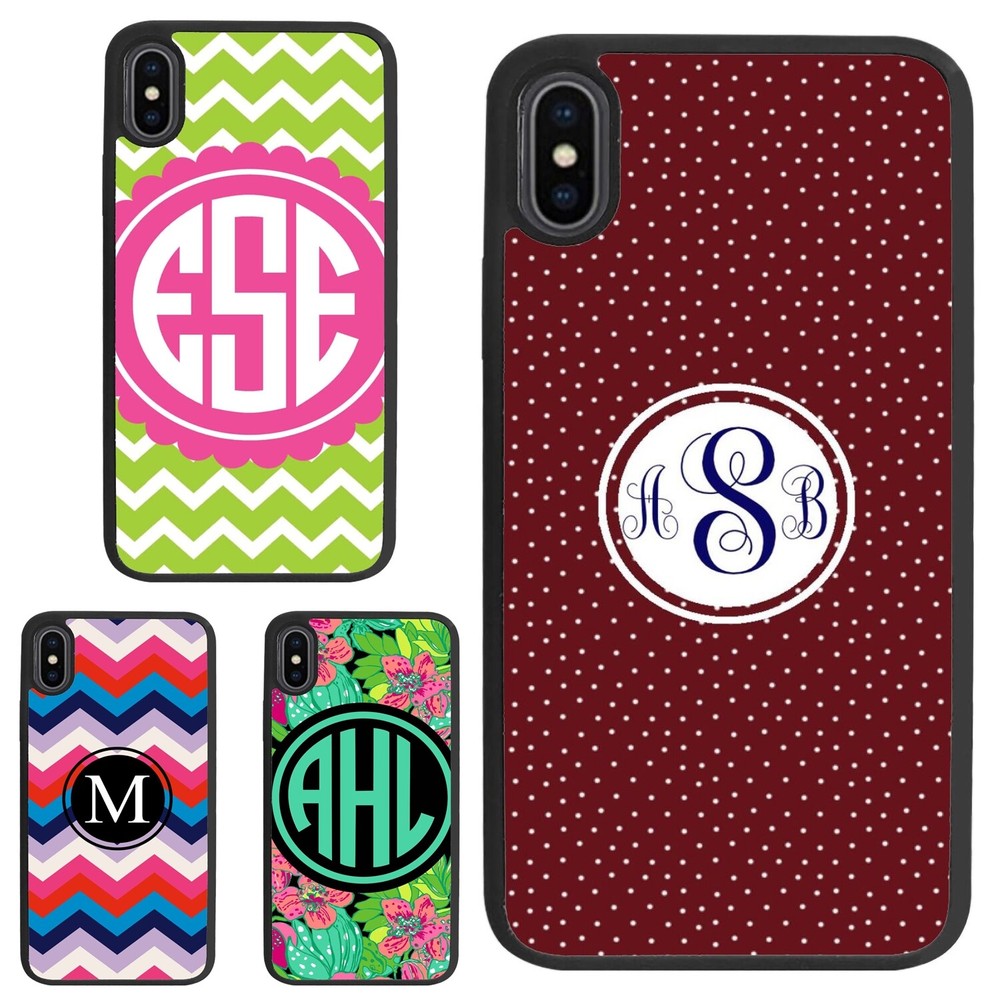 Rugged Shockproof Case for iPhone XS XR 6 7 8 Plus SE 2nd 3rd Gen with Custom Monogram Design