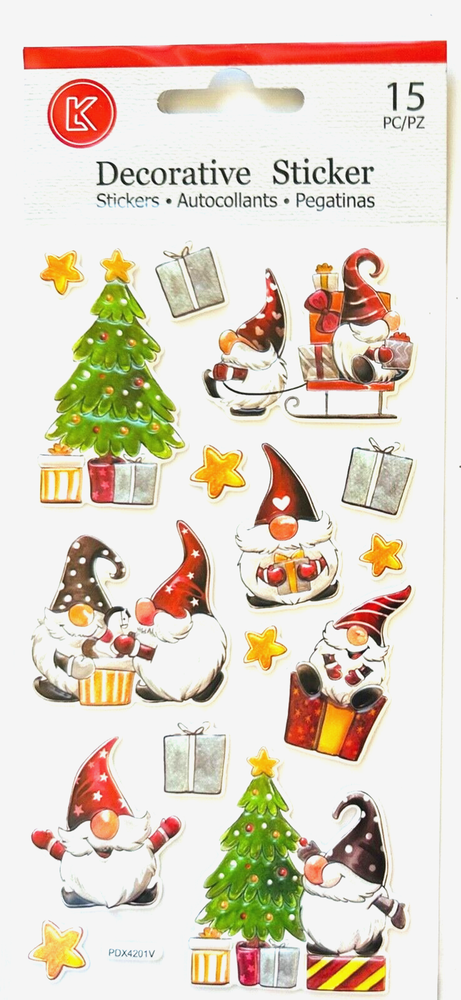 Holiday Merry Gnome  Christmas Puffy Stickers Planner DIY Craft Winter