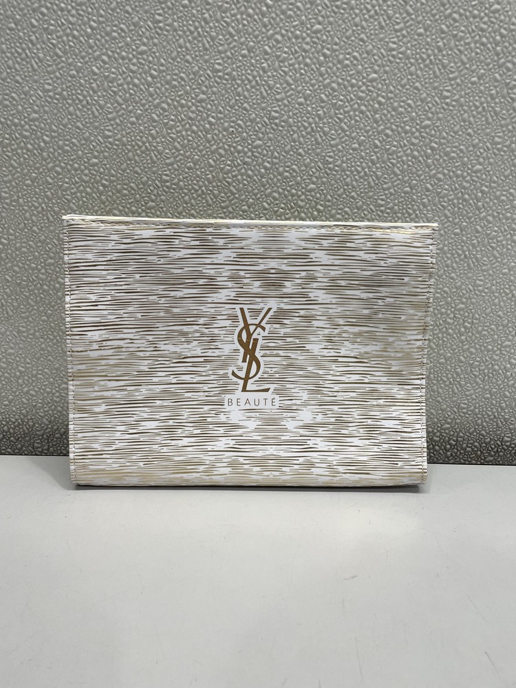 Yves Saint Laurent Cosmetic Pouch White & Gold