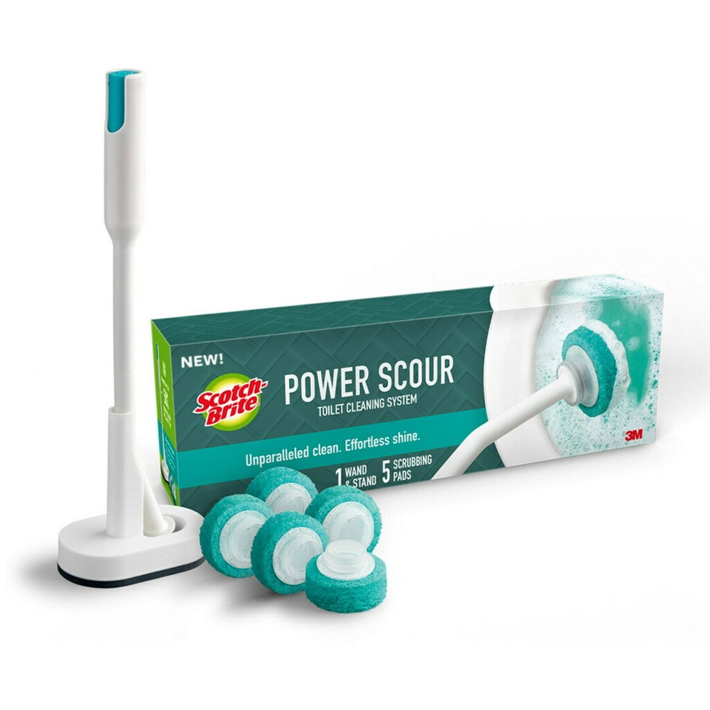 Toilet Cleaning System with Brush Stand and 5 Scrubbing Pads