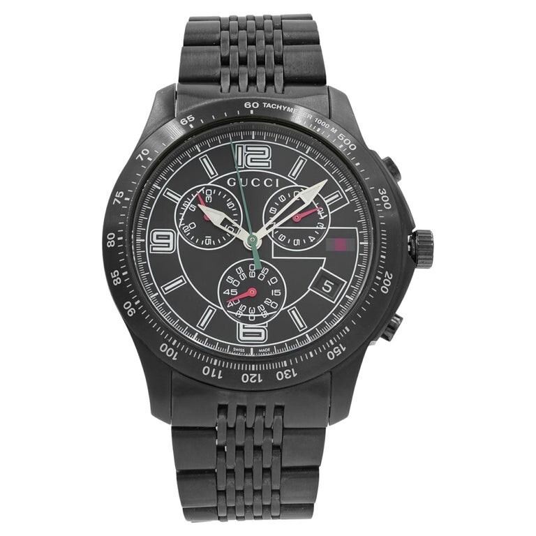 Gucci G-Timeless Mens Chronograph Black Steel Watch YA126217