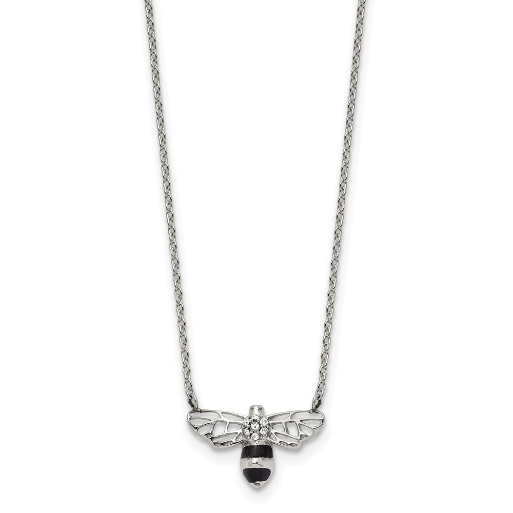 Stainless Steel Enameled with Preciosa Crystal Bee Necklace 18