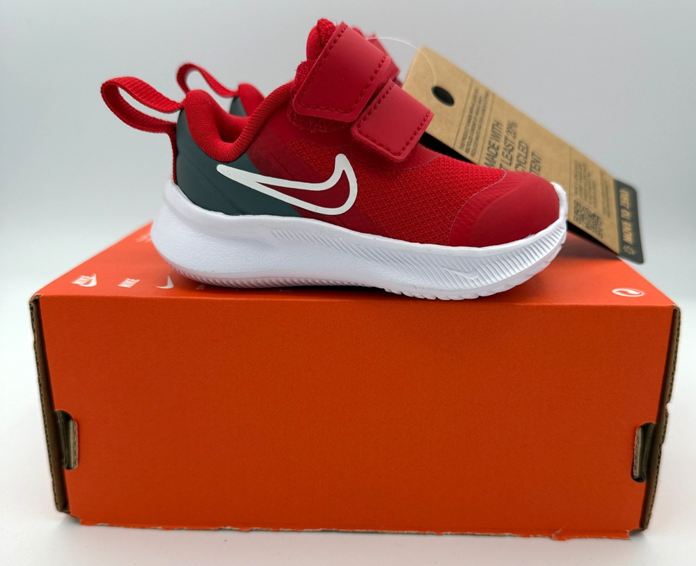 Nike Star Runner 3 Shoes Child 2c University Red Grey Outdoor DA2778 607- NO LID