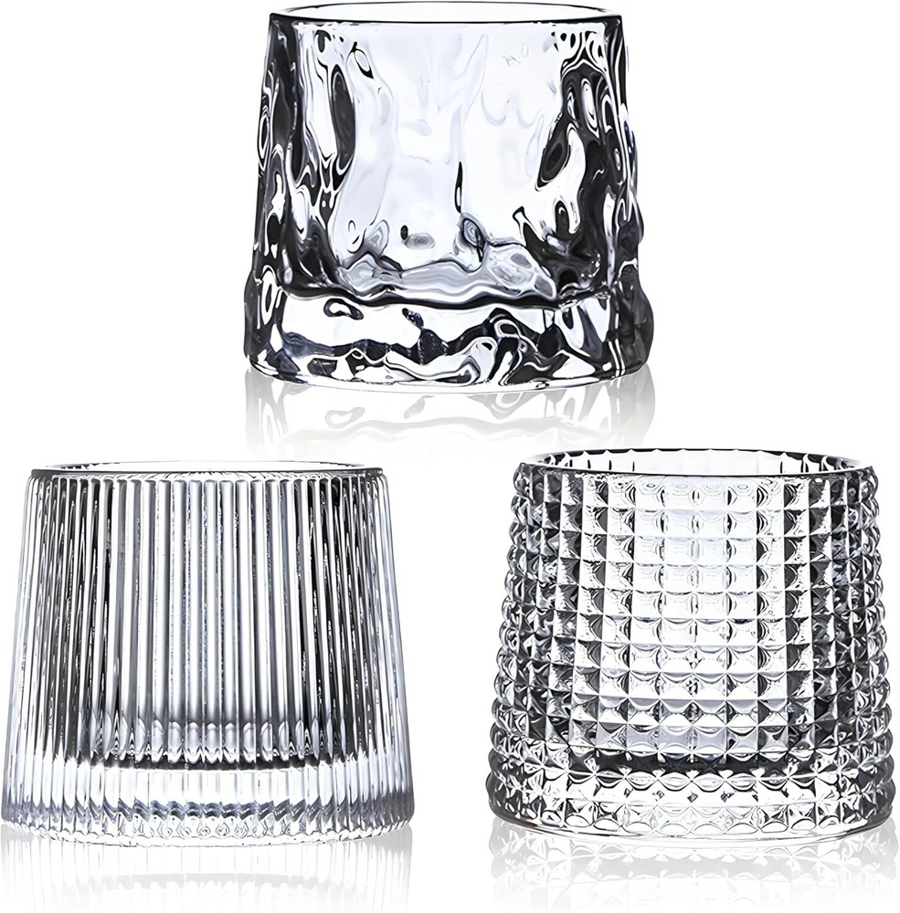 5OZ Flat Bottom Crystal Whiskey Glasses Set of 3 - Old Fashioned Scotch Tumblers