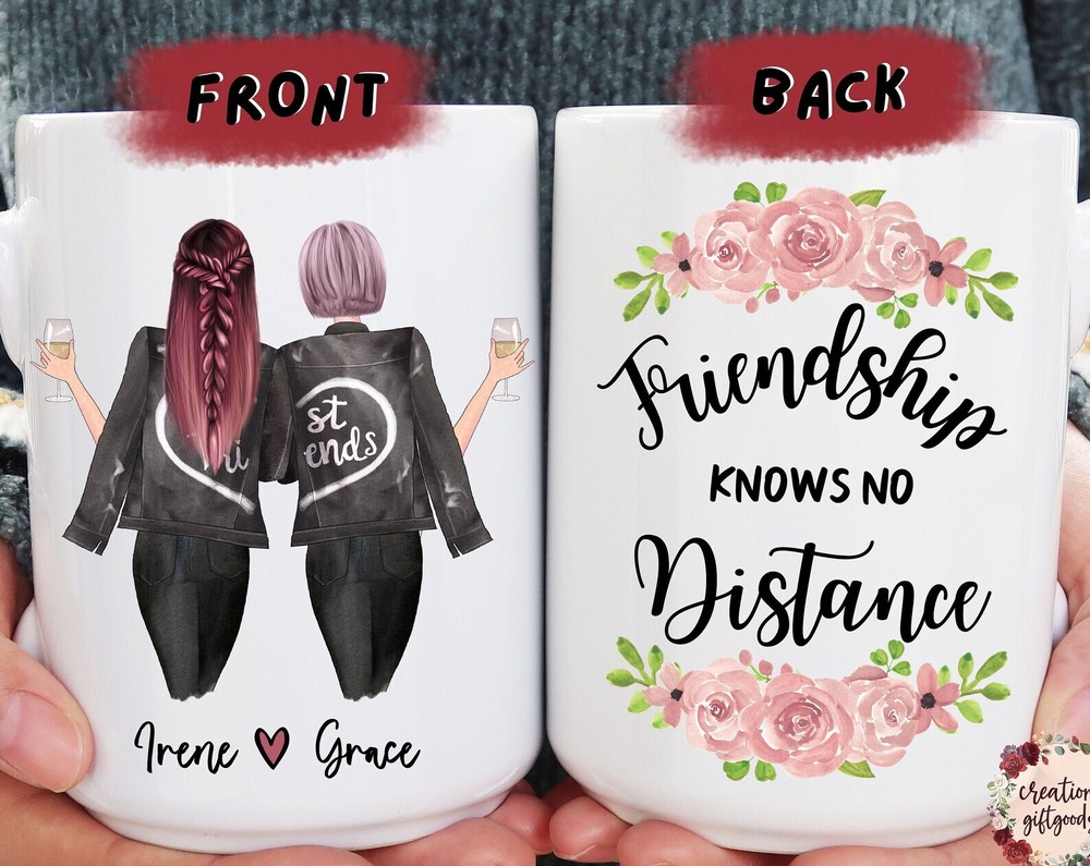 Friendship Knows No Distance Coffee Mug Custom Sister Moving Gift Long Distance