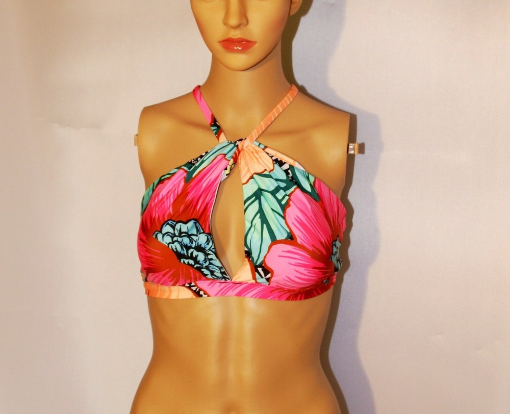 Peek A Boo Bikini Top Bright Tropical CLEAN WATER Medium