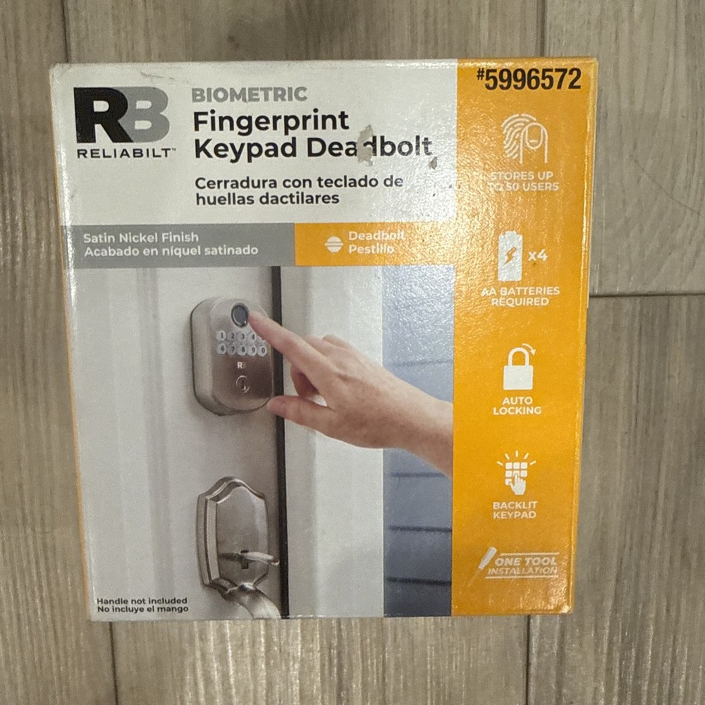 Reliabilt Satin Nickel Electronic Deadbolt w/Biometric Backlit Keypad 5996572
