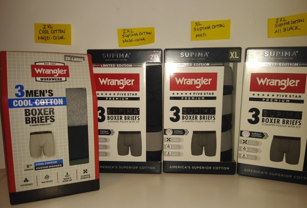 Wrangler Five Star Premium Supima Boxer Briefs or Cool Cotton Choose XL or 2XL
