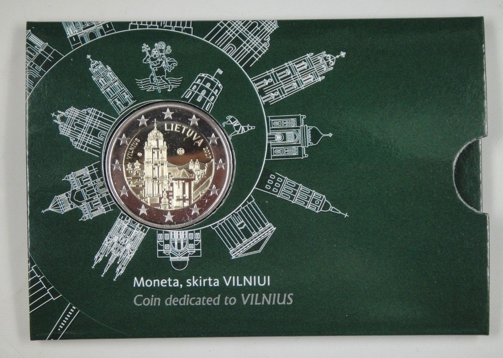 Lithuania Coin 2 Euro 2017 UNC, Vilnius, An Original Card