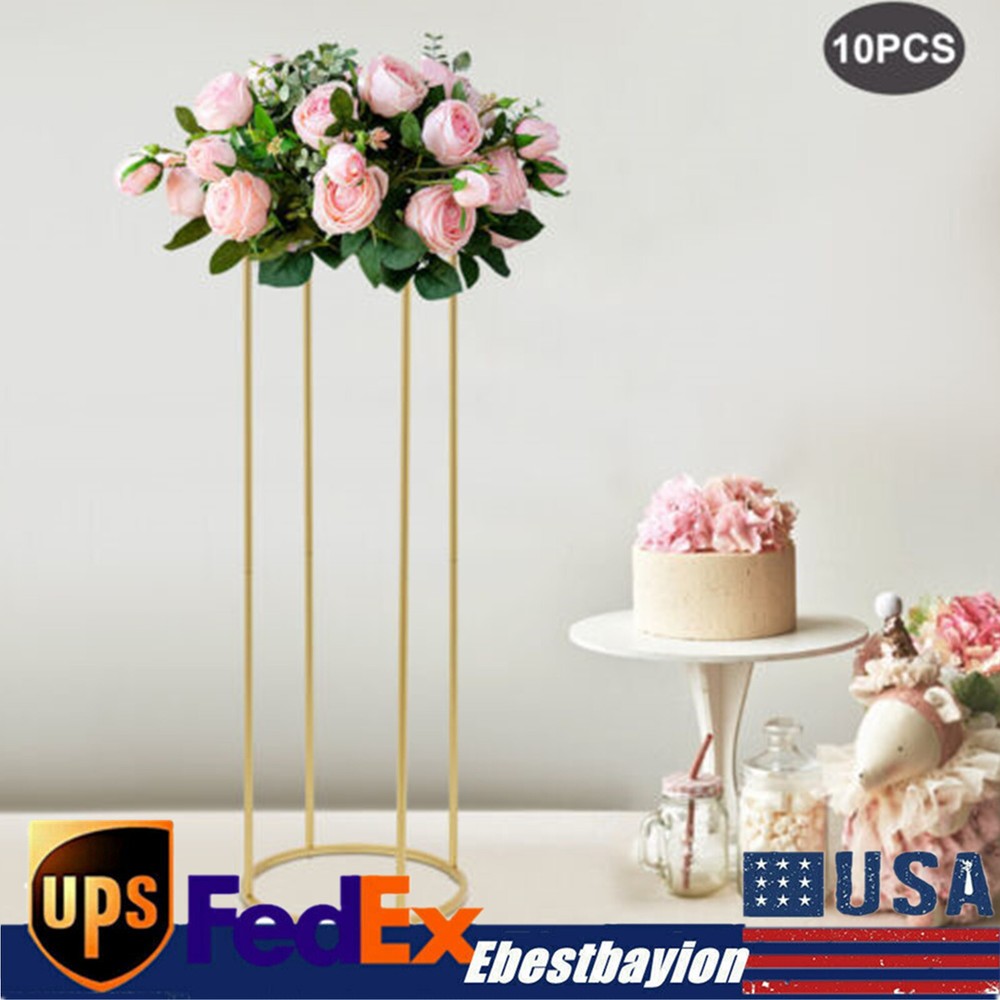10Pcs Gold Wedding Centerpieces for Wedding Tables Metal Flower Stand Decor
