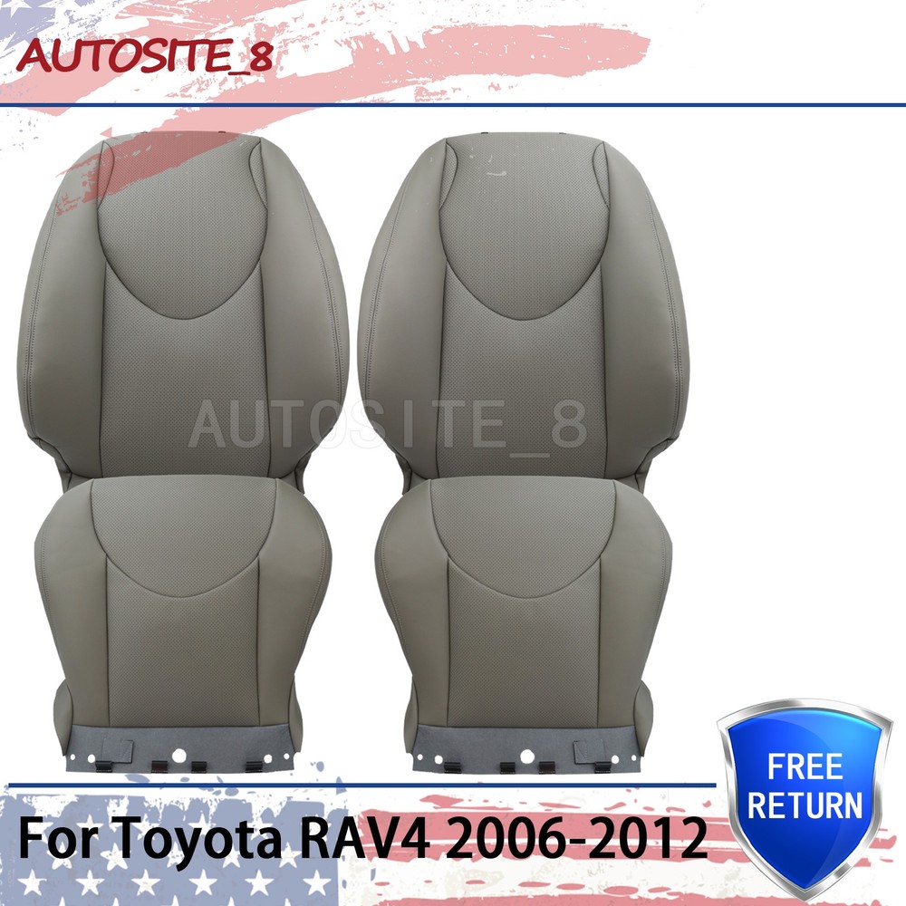 For Toyota RAV4 2006-2012 Driver & Passenger Perforated Leather Seat Cover Gray