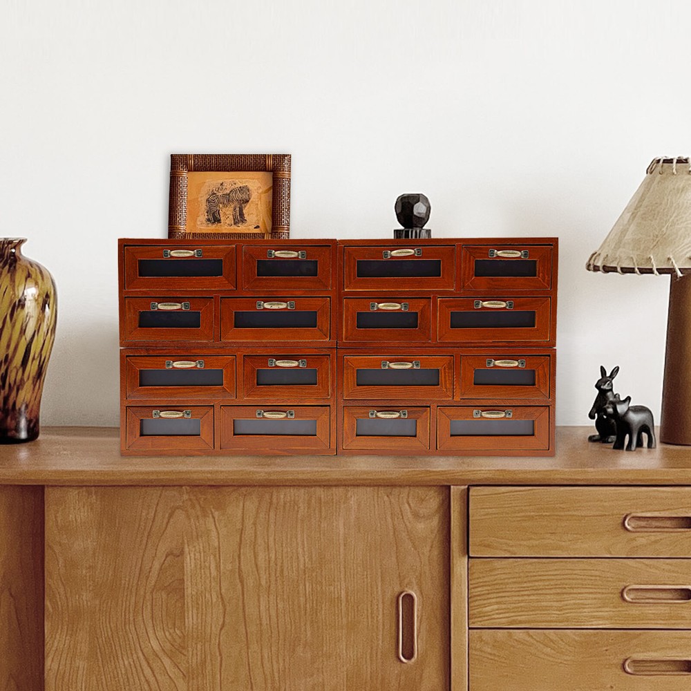 Vintage Wooden Desktop Organizer with Drawers for Crafts Storage US Made  