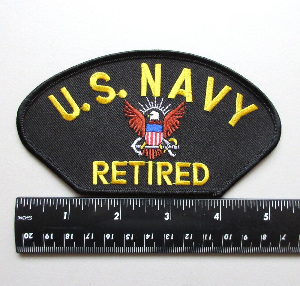 U.S. NAVY RETIRED MILITARY JACKET VEST HAT CLOTHING EMBROIDERED IRON ON PATCH