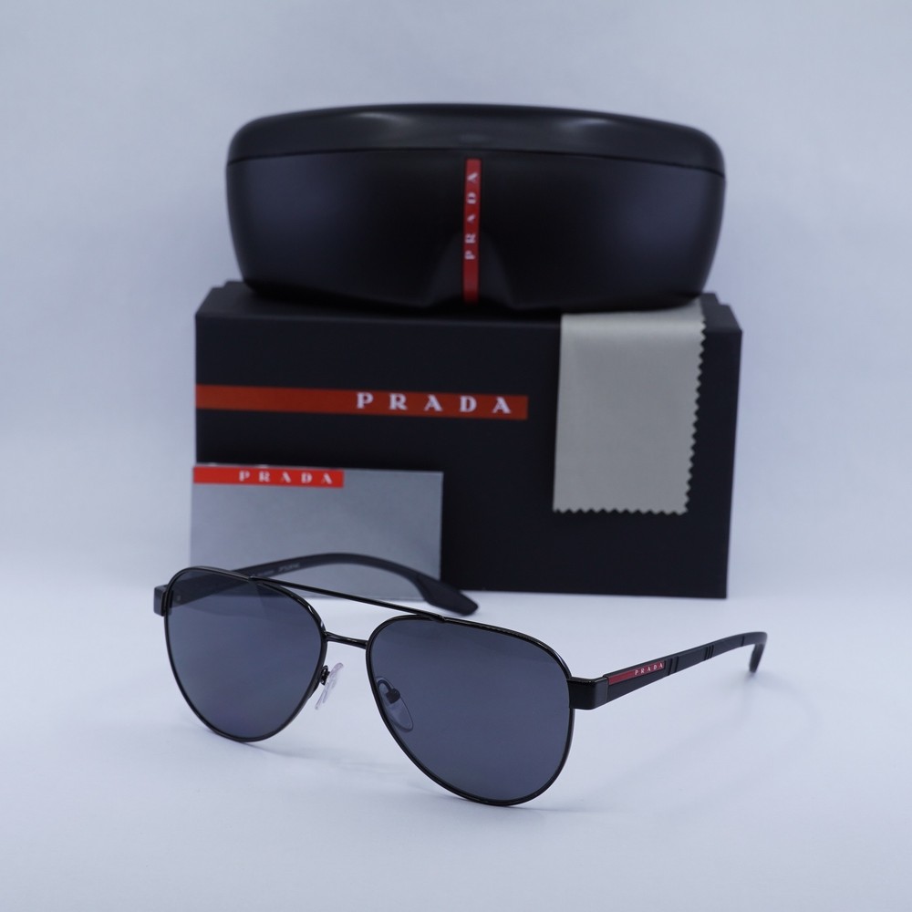 Prada PS54TS 1AB5Z1 Black Grey Polarized 58mm Sunglasses Authentic