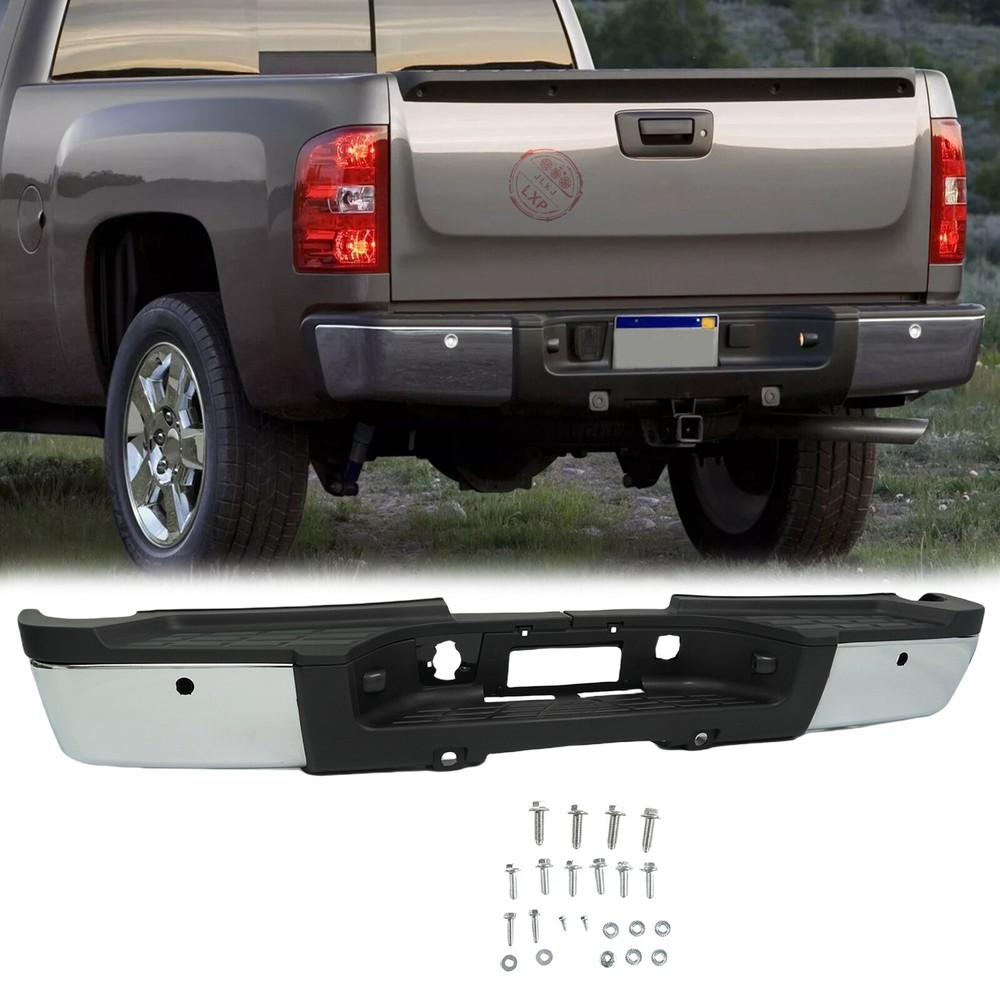 For 2011-2014 Silverado Sierra 2500HD 3500 w/ Park Holes Chrome Rear Bumper