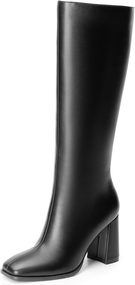 Dream Pairs Women’s Square Toe Knee High Gogo Boots with Chunky Heel