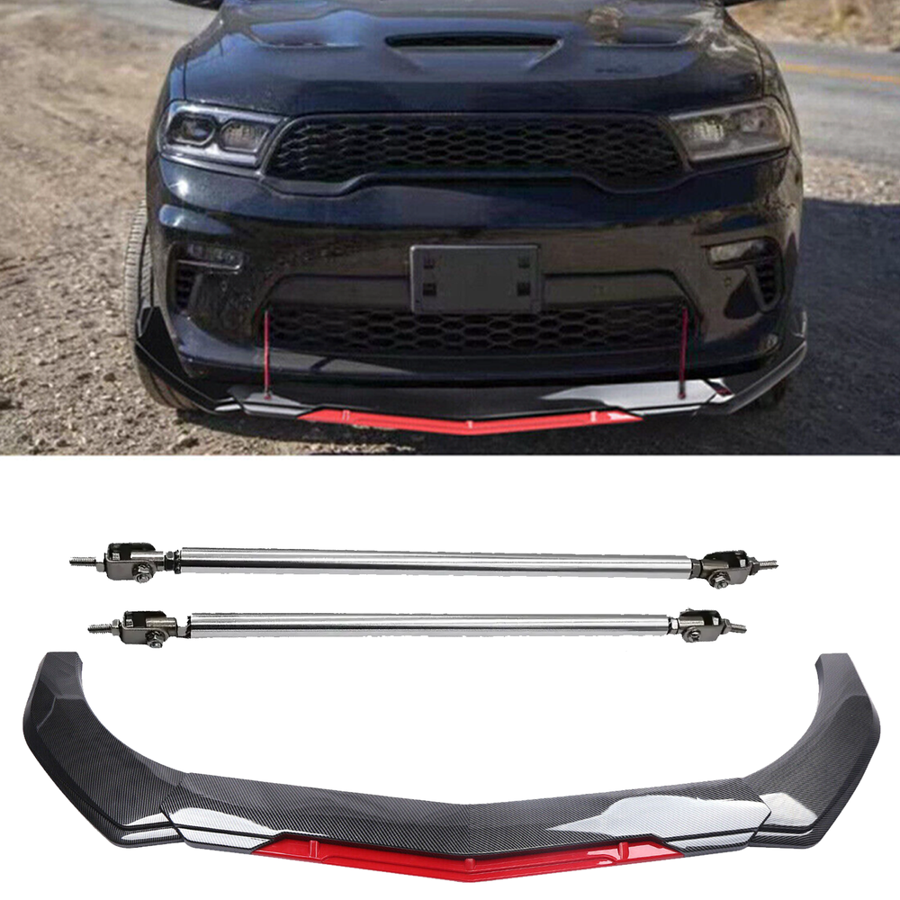 Dodge Durango SRT Carbon Fiber Front Bumper Lip Spoiler Splitter with Strut Rods