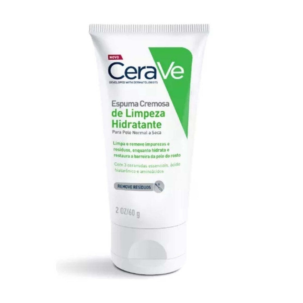Cerave Moisturizing Creamy Foam Cleanser for All Skin Types, Day & Night, 60g