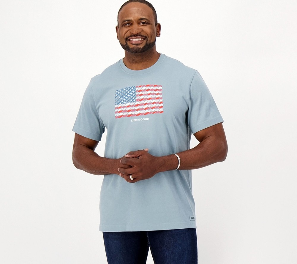 Life Is Good Women's Top Sz 2XL (XXL) Men's Americana Tee Gray A602304