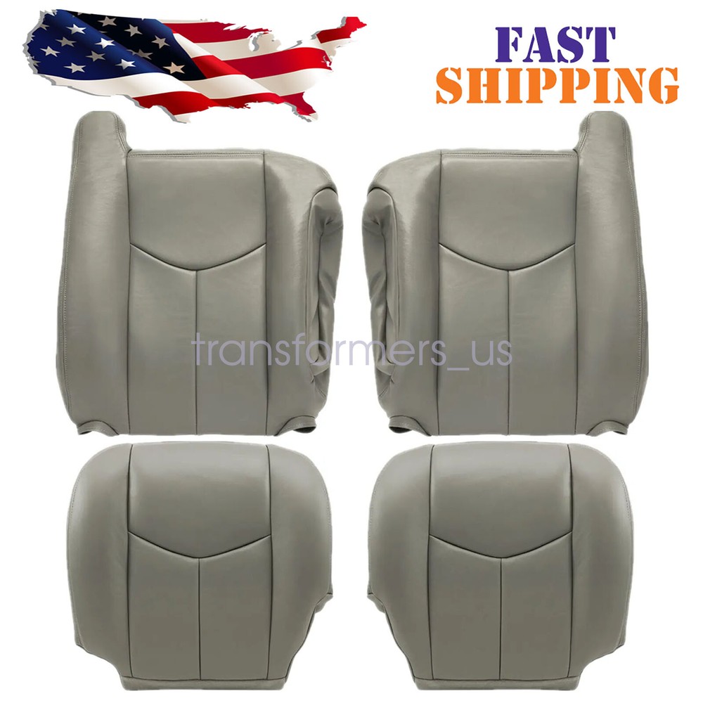 4 Driver & Passenger Leather Seat Cover For 2003-2006 GMC Yukon Sierra Gray 922