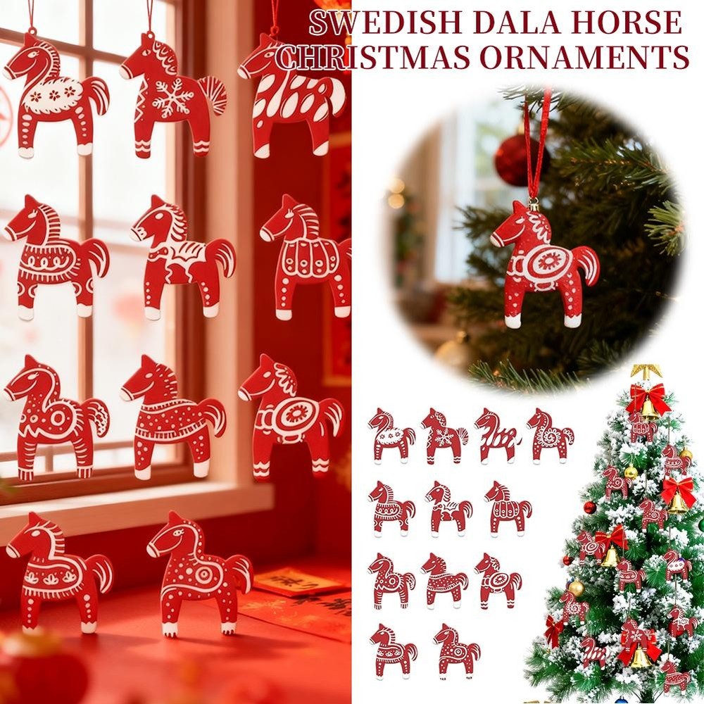 Horse Christmas Ornaments - Wooden Hanging Pendant Decorative