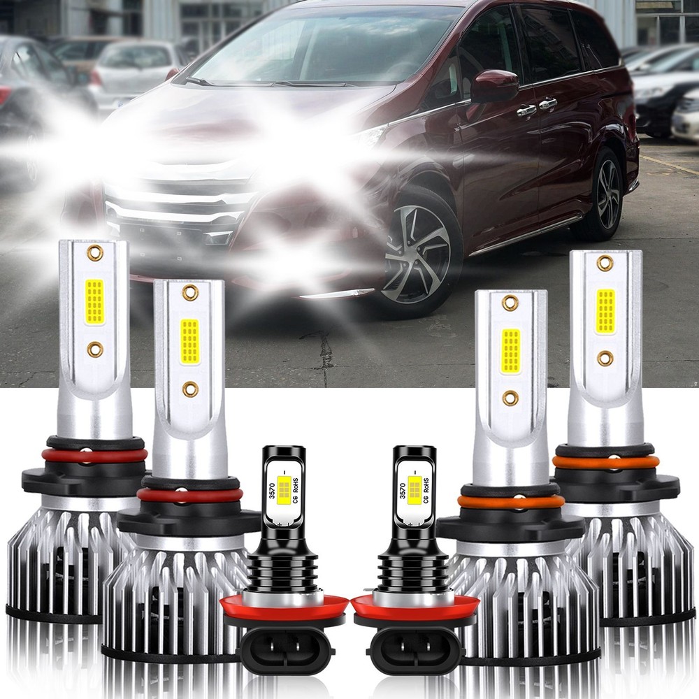 For Honda Odyssey 2005-2010 6Pcs LED Headlight+Fog Lights Bulbs Kit White 6000K
