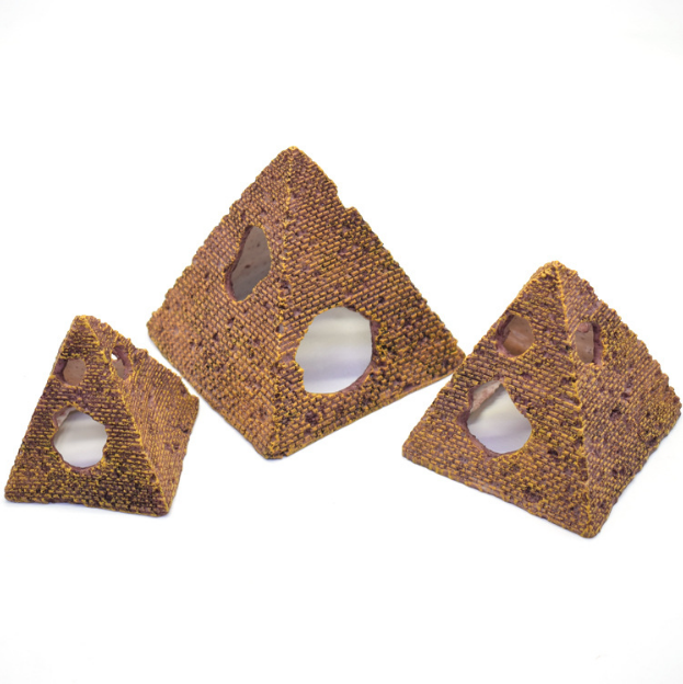Resin aquarium pyramid decor for fish and shrimp shelter