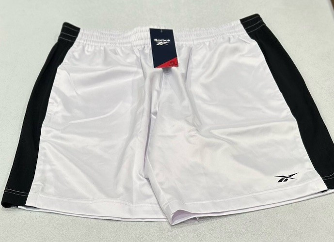 Reebok Men's Casual Basketball Satin and Mesh Shorts, White/Black, L