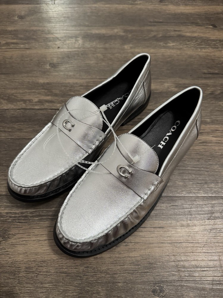 Coach Metallic Silver Loafers MEN8.5/WOMAN10 - No Box - New Never Worn No Tags