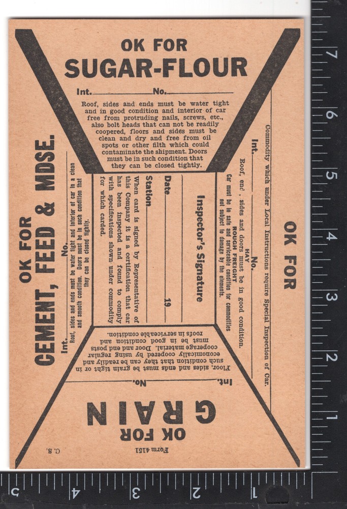 1950's RAILROAD UNUSED FREIGHT CAR TAG. PERFECT CONDITION, 4 7/8