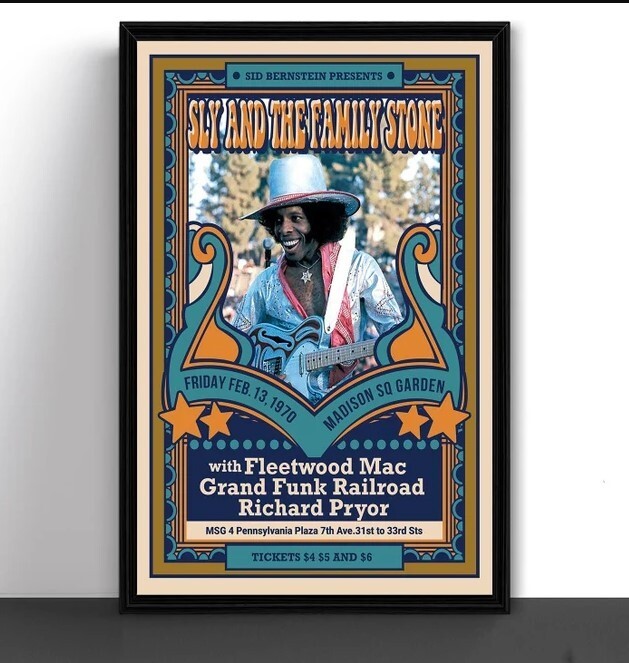 Sly and the Family Stone Madison Square Garden 1970 Concert Tour Poster Art