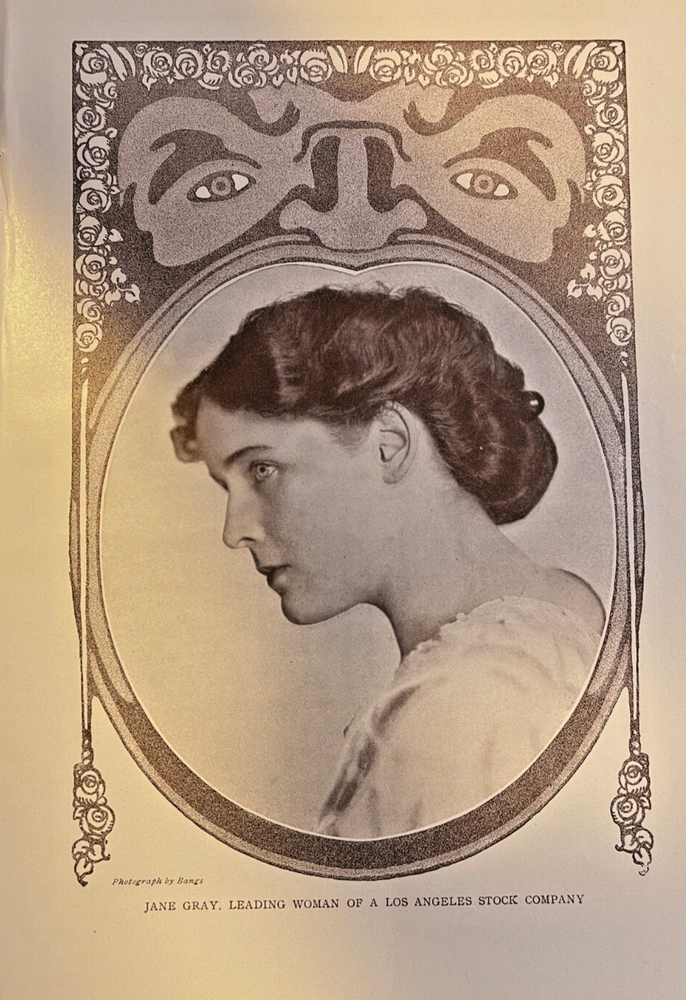 1908 Vintage Magazine Illustration Actress Jane Gray Los Angeles Stock Company