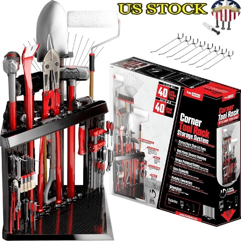 Heavy Duty 40-Tool Pegboard Wall Mount Organizer Storage Rack