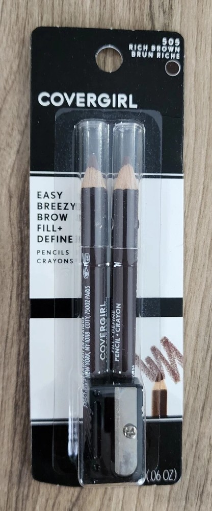 COVERGIRL Easy Breezy Brow Fill + Define Eyebrow Pencil, 505 Rich Brown,  2 Pack