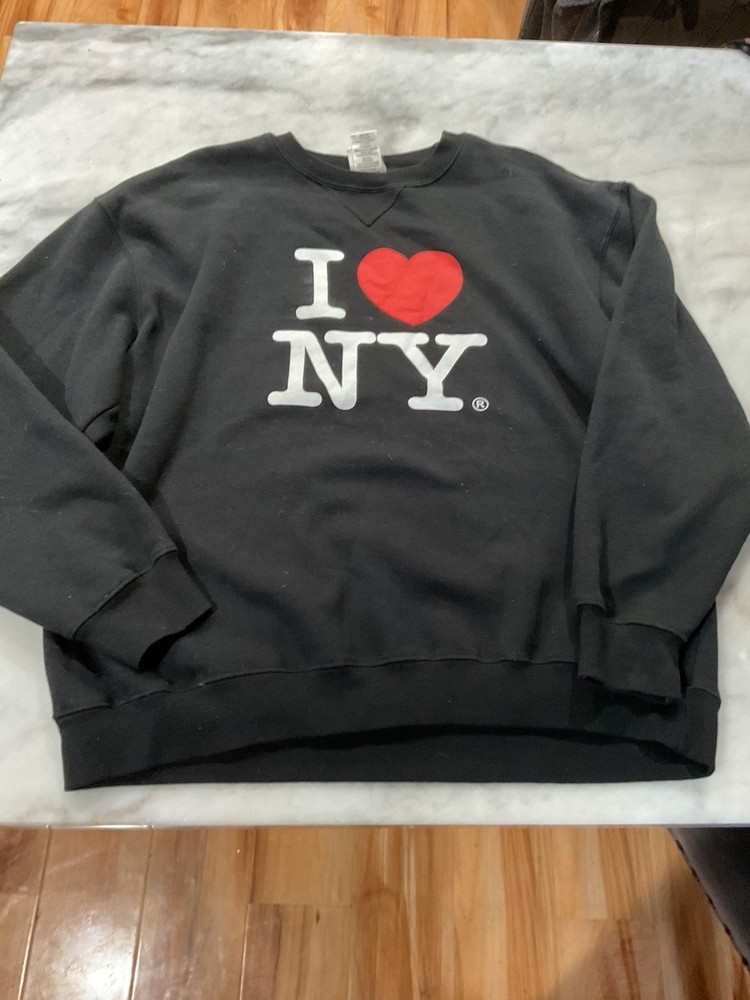 I Love New York Black Crewneck Pullover Sweatshirt Size XL