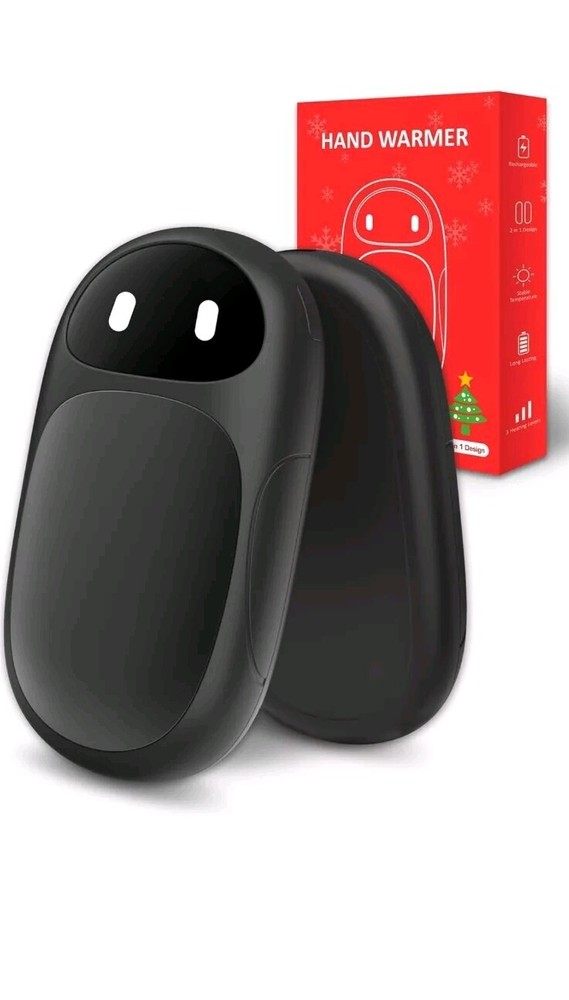 Hand Warmers Rechargeable, Gifts for Men and Women, 6000mAh Electric Hand Black