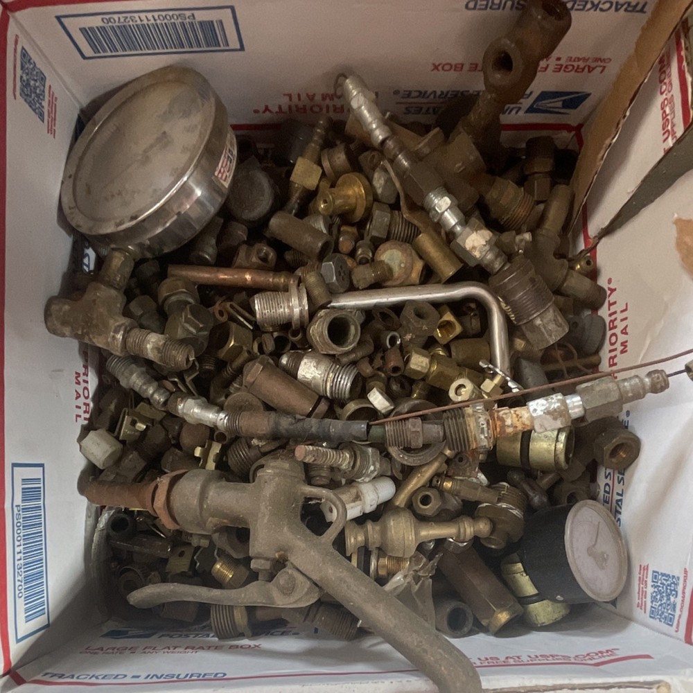 Assorted Brass and Metal Air  Fittings, Adapters, Valves, and Gauges Lot