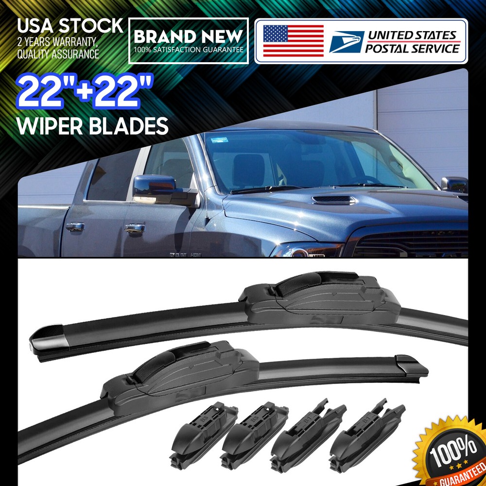 22''+22'' Quality Windshield Wiper Blades Pinch-Tab Pair All Season Applicable