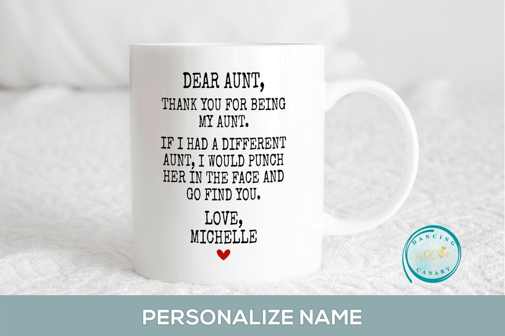 Funny Aunt Mug Personalized Thank You Gift For Auntie Birthday Christmas Mother'