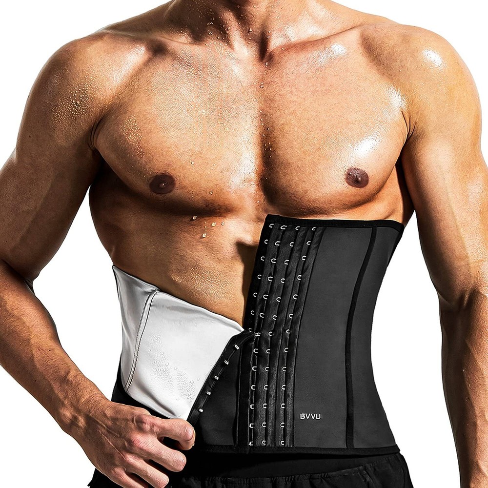 BVVU Men's Waist Trainer Trimmer Tummy Control Sauna Sweat Belt for Weight Loss