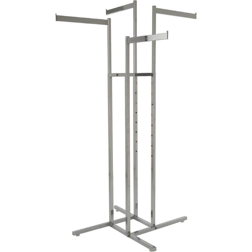 K13 4-Way Adjustable Height Clothing Rack with Blade Arms and Square Tubing