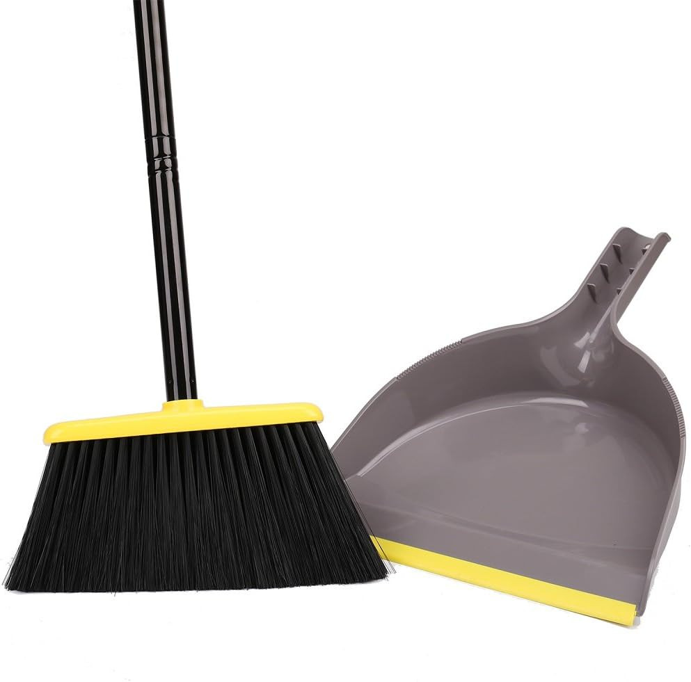 Yellow Angle Broom and Dustpan Set Combo for Efficient Indoor Cleaning