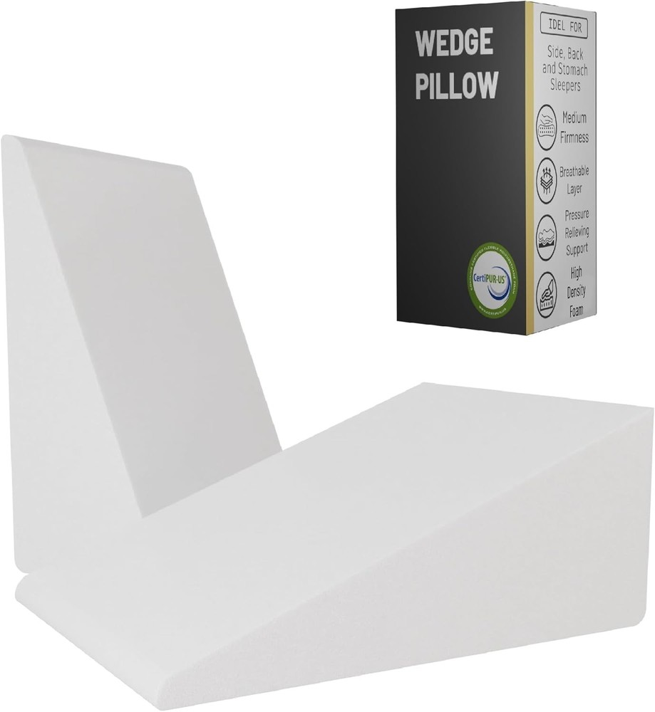 Elevated Bed Wedge Pillow for Back Support Acid Reflux Leg Neck Pain Relief and Snoring Reduction